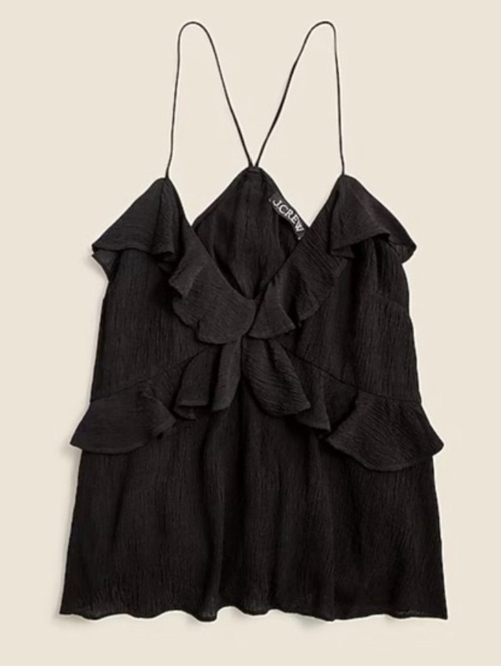 J. Crew Black Ruffle Spaghetti-Strap Camisole
